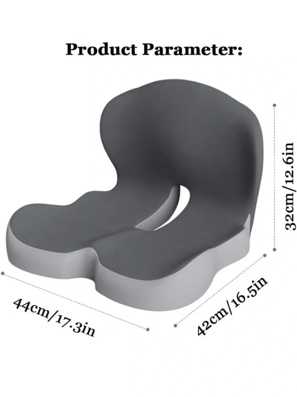 Ergonomic Gray Memory Foam Seat Cushion with Back Support